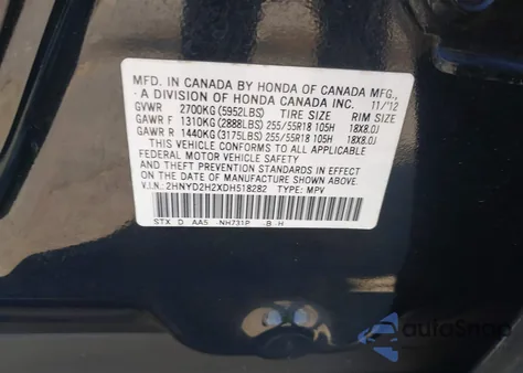 2013 Acura Mdx from USA, damaged, VIN 2HNYD2H2XDH518282